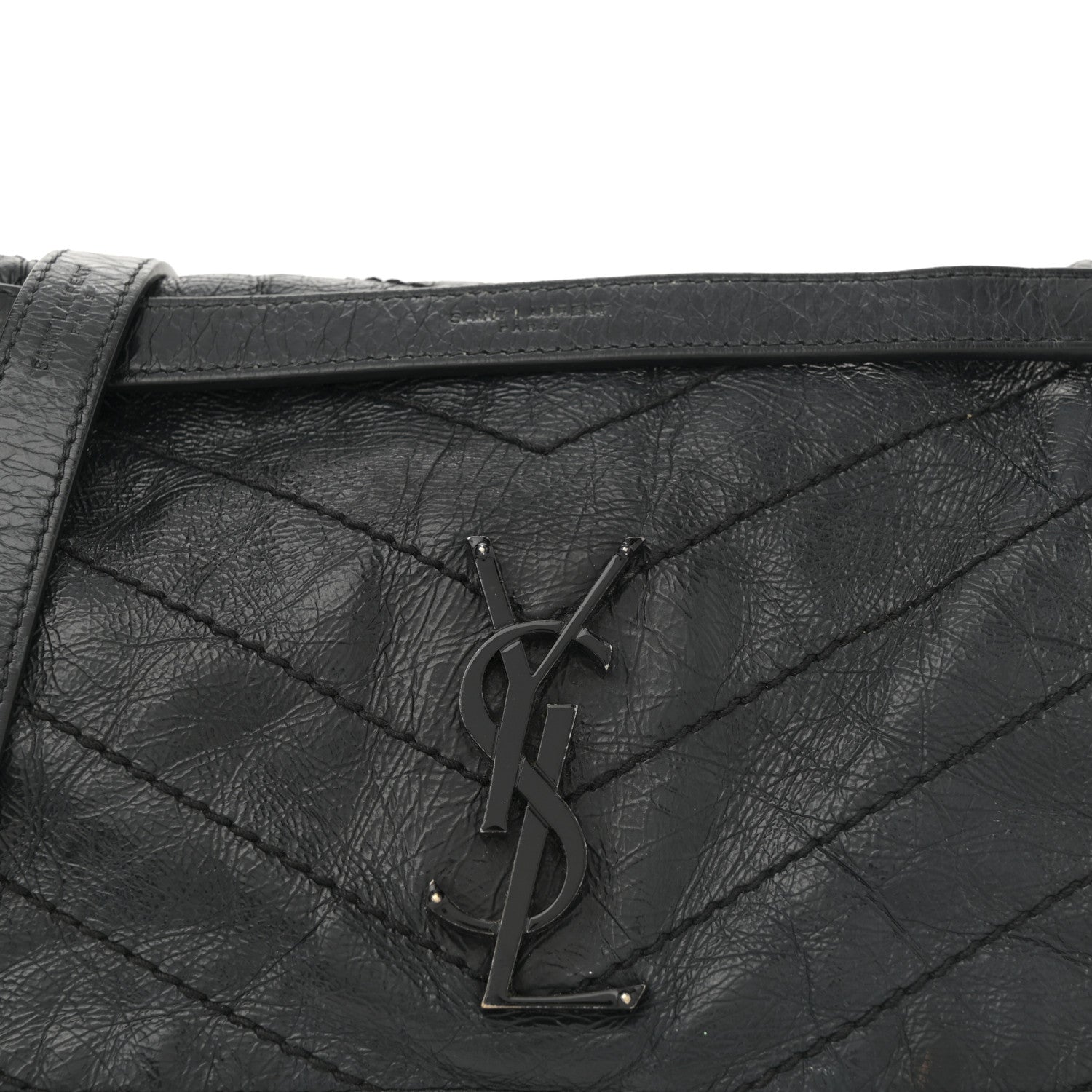 Saint Laurent Crinkled Calfskin Matelasse Monogram Large Niki Chain Satchel Black 8 of 12