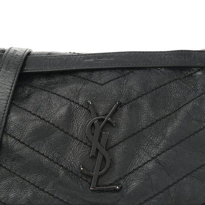 Saint Laurent Crinkled Calfskin Matelasse Monogram Large Niki Chain Satchel Black 8 of 12