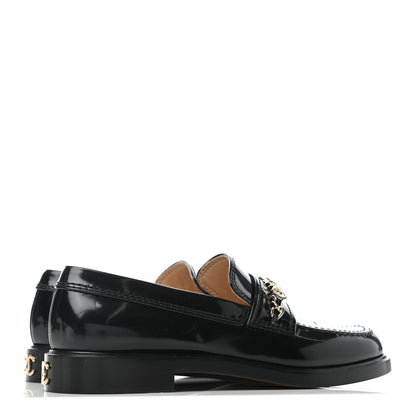 Chanel Shiny Calfskin Logo Loafers 36 Black 3 of 6