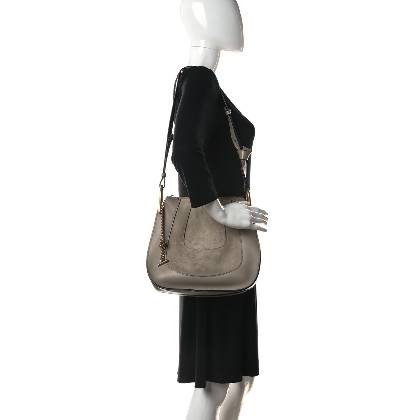 Grained Calfskin Small Hayley Hobo Motty Grey