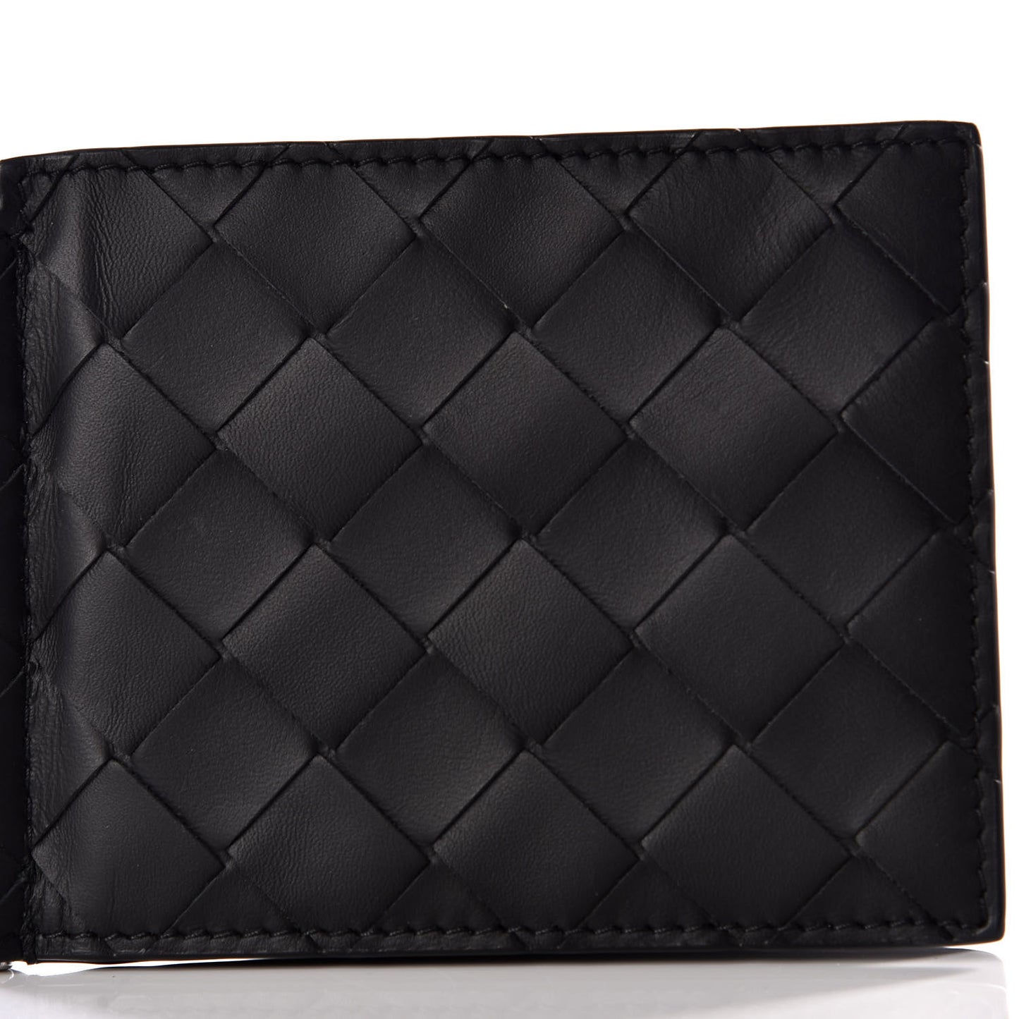 Nappa Maxi Intrecciato Bi-Fold Money Clip Wallet Black
