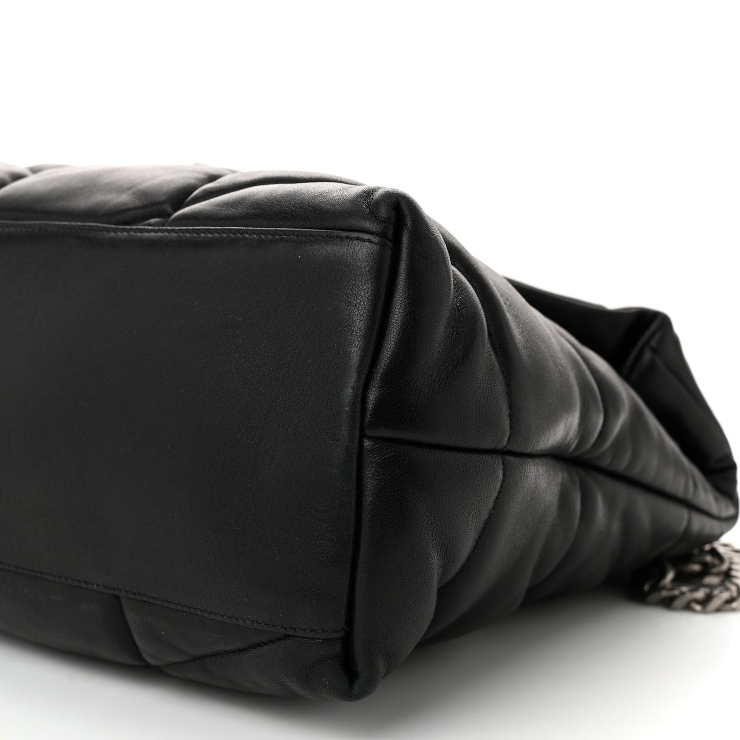Lambskin Quilted Medium Loulou Puffer Monogram Chain Satchel Black