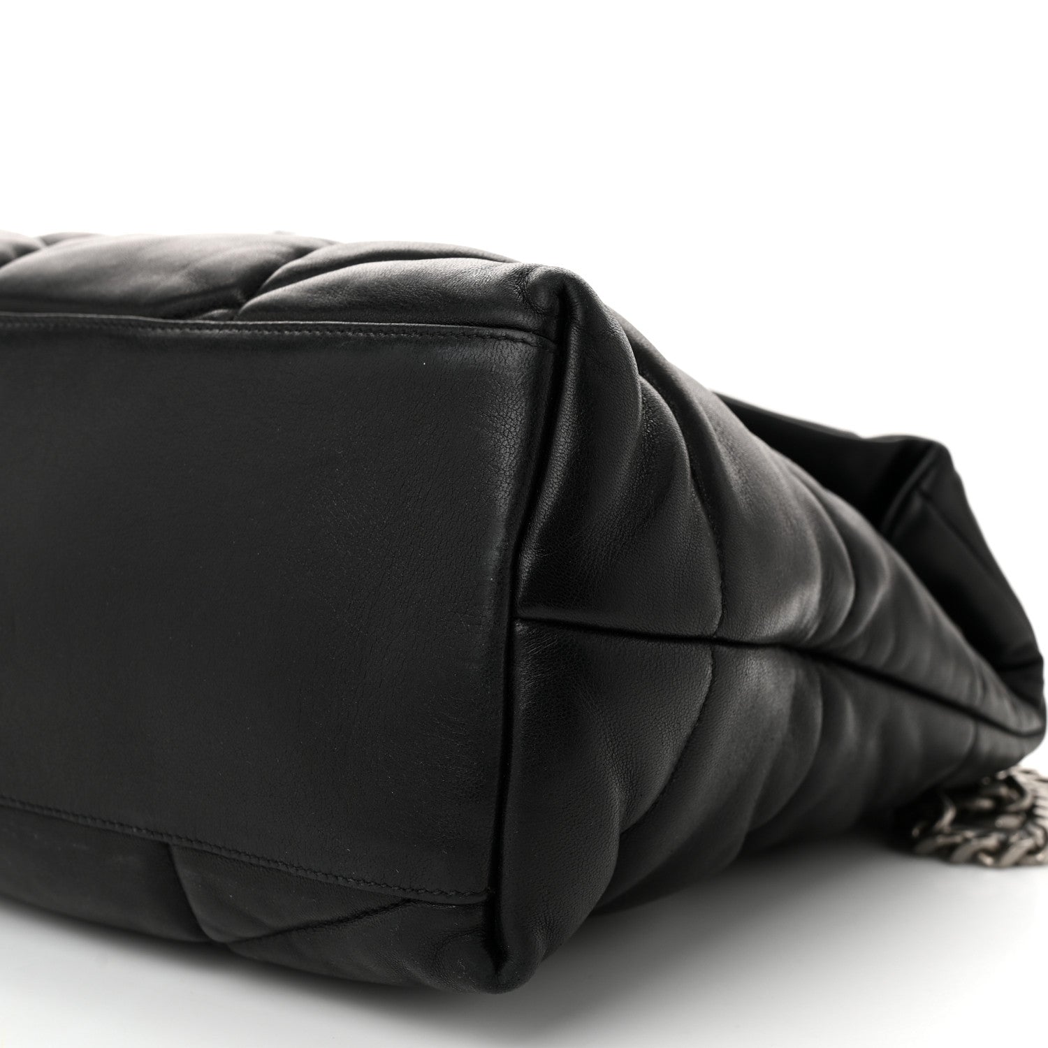 Saint Laurent Lambskin Quilted Medium Loulou Puffer Monogram Chain Satchel Black 10 of 10