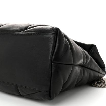 Saint Laurent Lambskin Quilted Medium Loulou Puffer Monogram Chain Satchel Black 10 of 10
