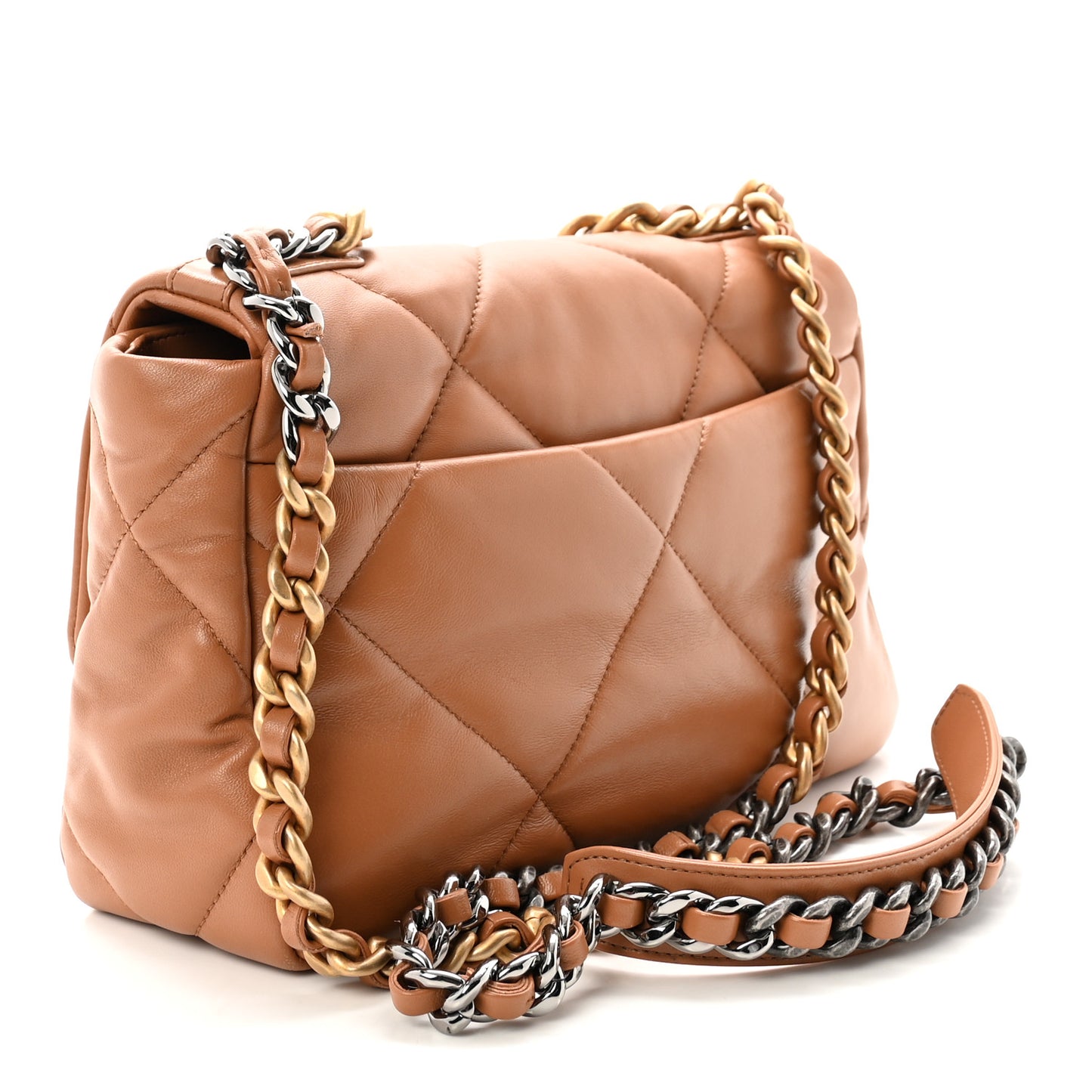 Lambskin Quilted Medium Chanel 19 Flap Brown