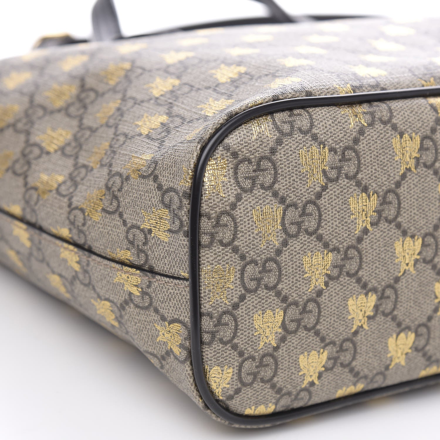Gucci Soft GG Supreme Monogram Bees Small Crossbody Tote Beige Oro Black 9 of 10
