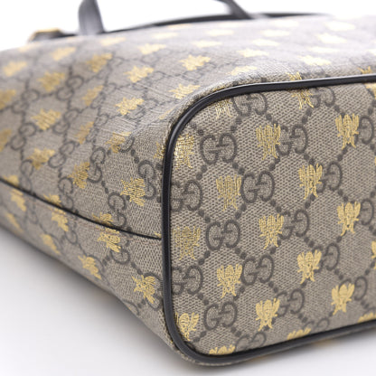 Gucci Soft GG Supreme Monogram Bees Small Crossbody Tote Beige Oro Black 9 of 10