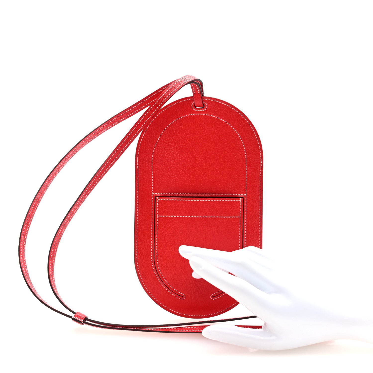 Hermes Chevre Mysore In-The-Loop Phone To Go PM Case Rouge De Coeur White 2 of 9
