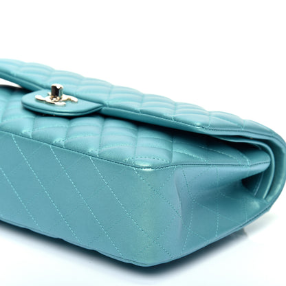 Chanel Iridescent Calfskin Quilted Medium Double Flap Green 7 of 11