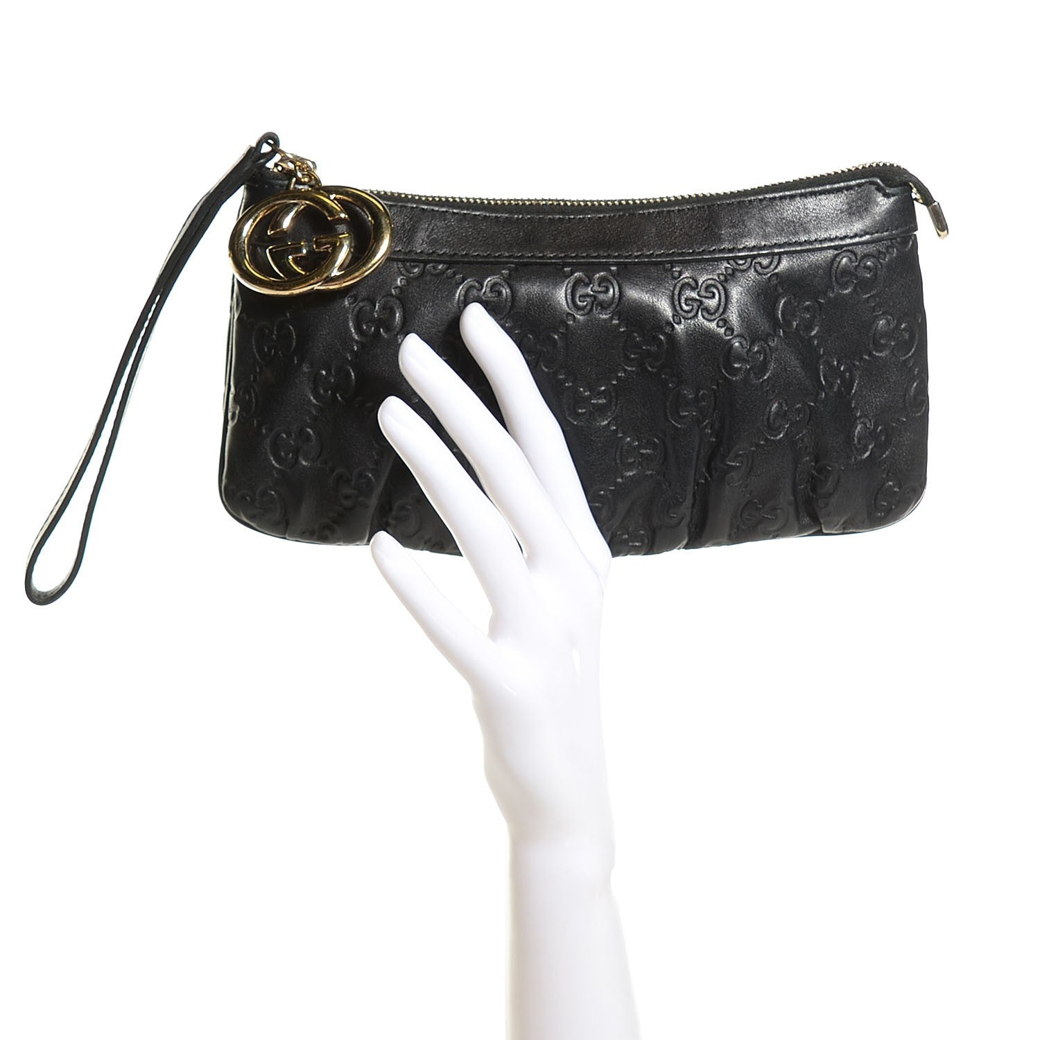 Gucci Guccissima Signature New Britt Wristlet Black 2 of 7