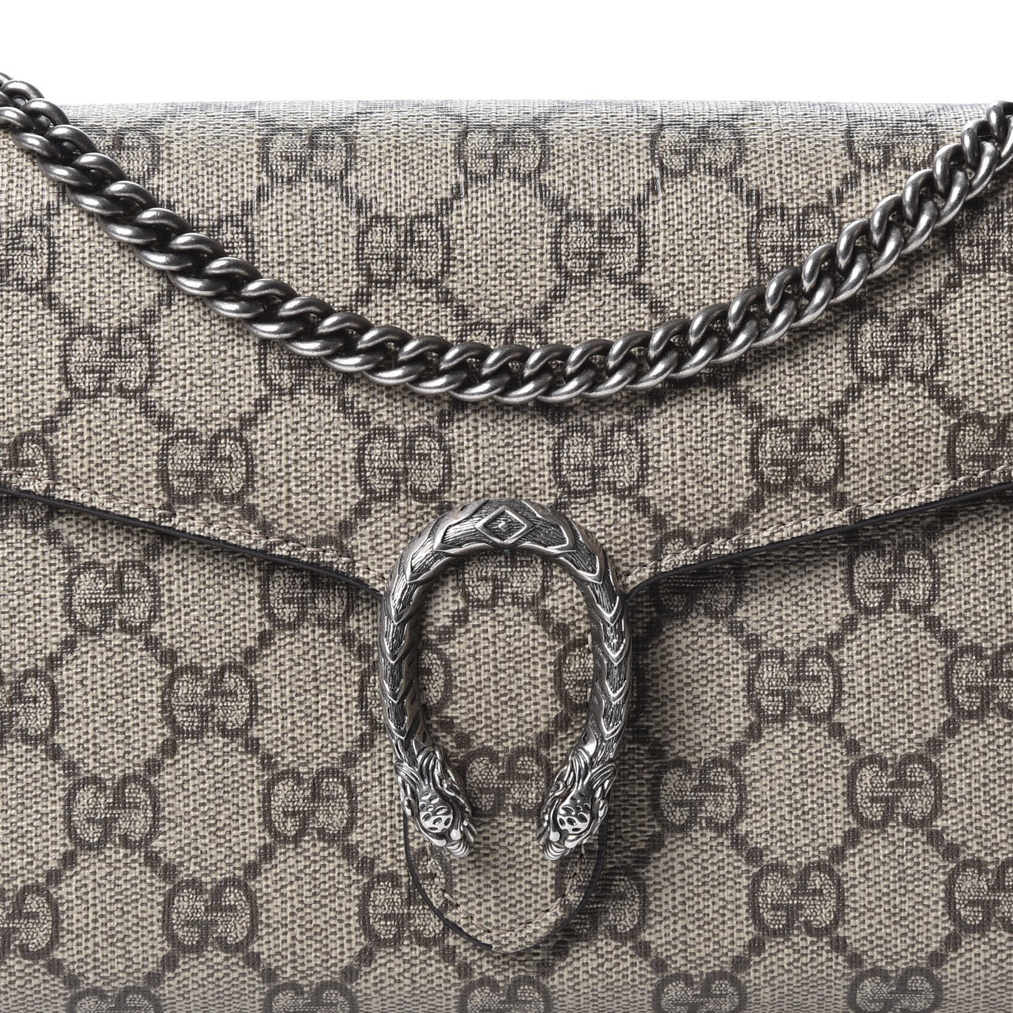 GG Supreme Monogram Mini Dionysus Chain Wallet Beige Taupe