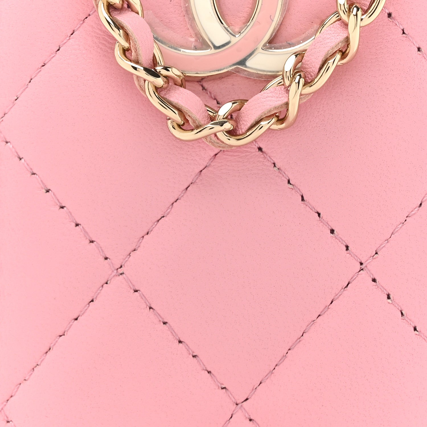 Chanel Lambskin Quilted Chanel Card Holder On Chain Pink 9 of 12