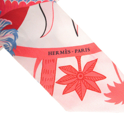 Hermes Silk Mythiques Phoenix Coloriages Twilly Rose Pale Corail Blue Jean 5 of 5