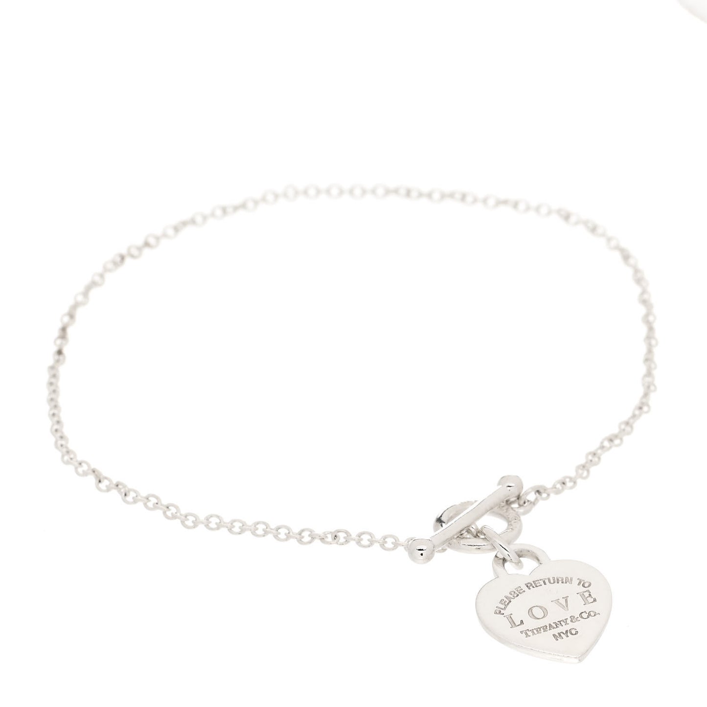 Sterling Silver Enamel Return to Tiffany Love Heart Tag Toggle Bracelet Blue