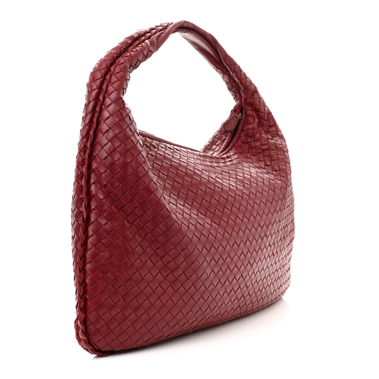 Nappa Intrecciato Large Veneta Hobo Vermillion