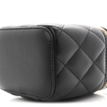 Chanel Lambskin Quilted Mini Pearl Crush Vanity Case With Chain Black 10 of 12