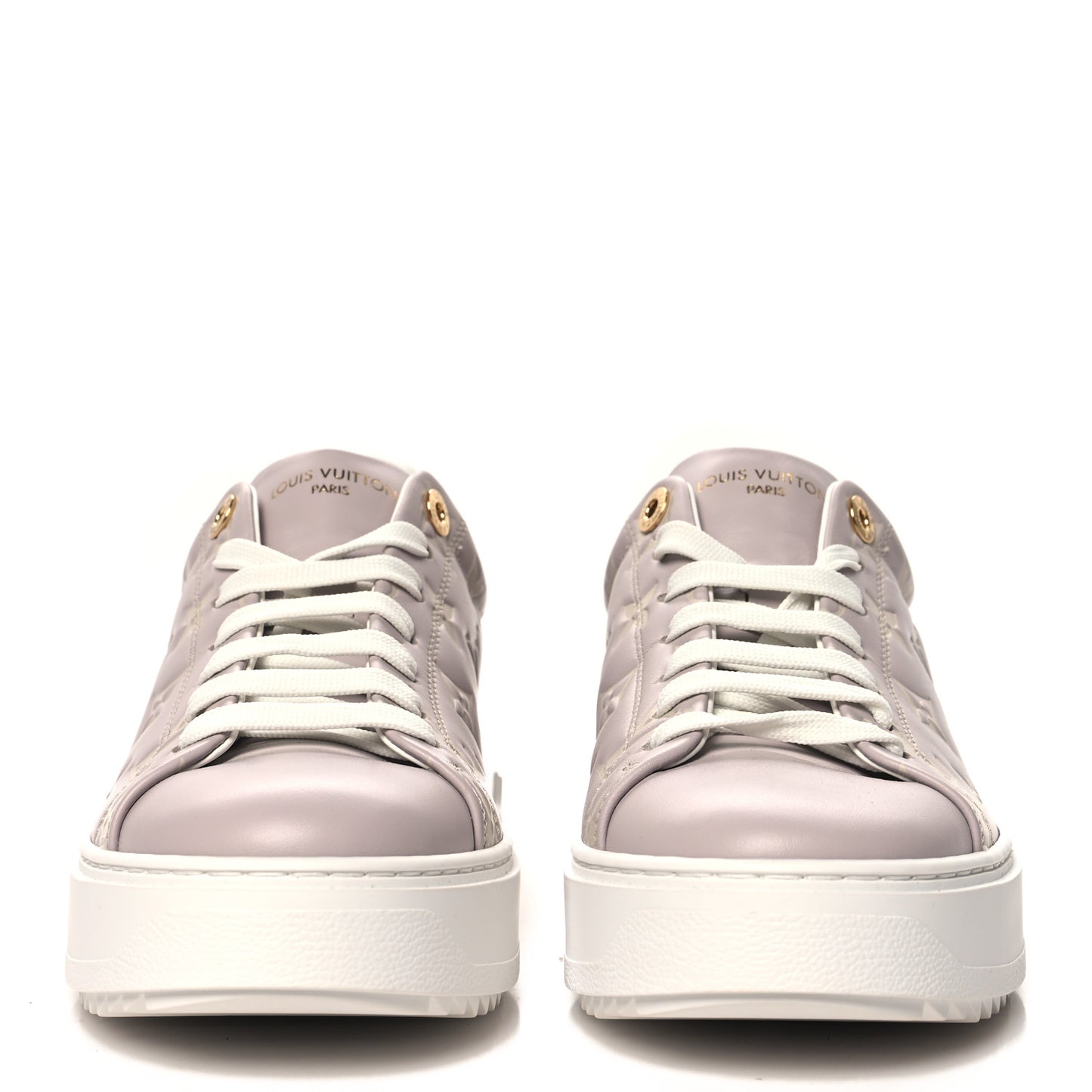 Calfskin Debossed Monogram Time Out Sneaker 38.5 Gray