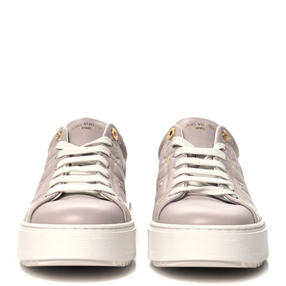Louis Vuitton Calfskin Debossed Monogram Time Out Sneaker 38.5 Gray 3 of 9
