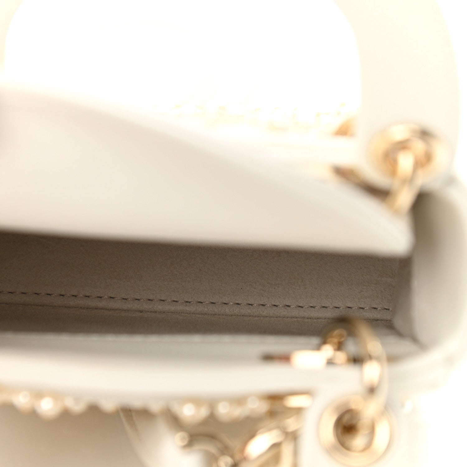 Christian Dior Lambskin Pearl Cannage Micro Lady Dior Latte 5 of 10