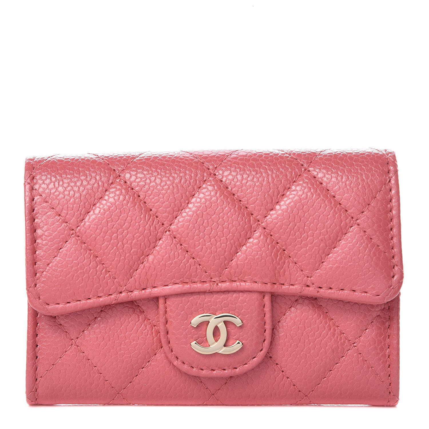 Chanel Metallic Caviar Quilted Flap Card Holder Pink 1 of 9