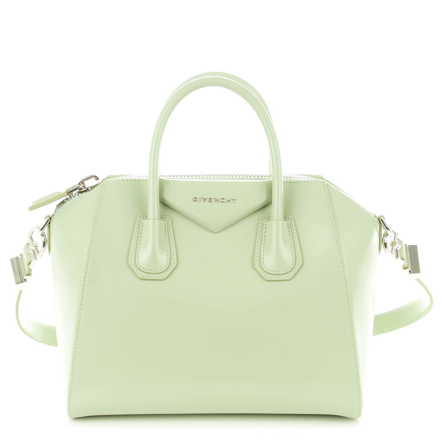 Shiny Lord Calfskin Small Antigona Aqua Green