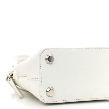 Balenciaga Calfskin Crocodile Embossed XXS Ville Top Handle Bag White Black 6 of 14