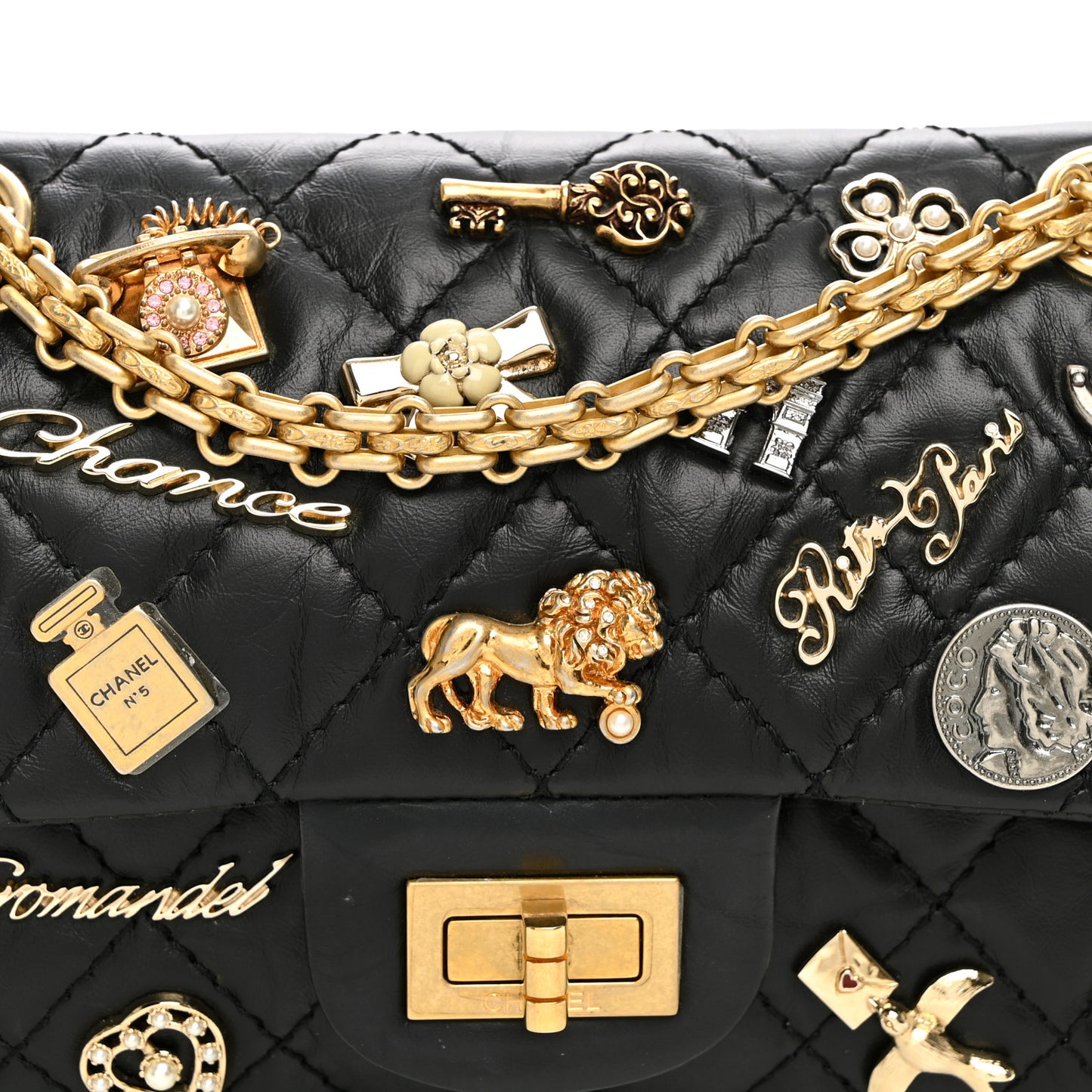 Aged Calfskin Lucky Charms 2.55 Reissue 224 Flap Black