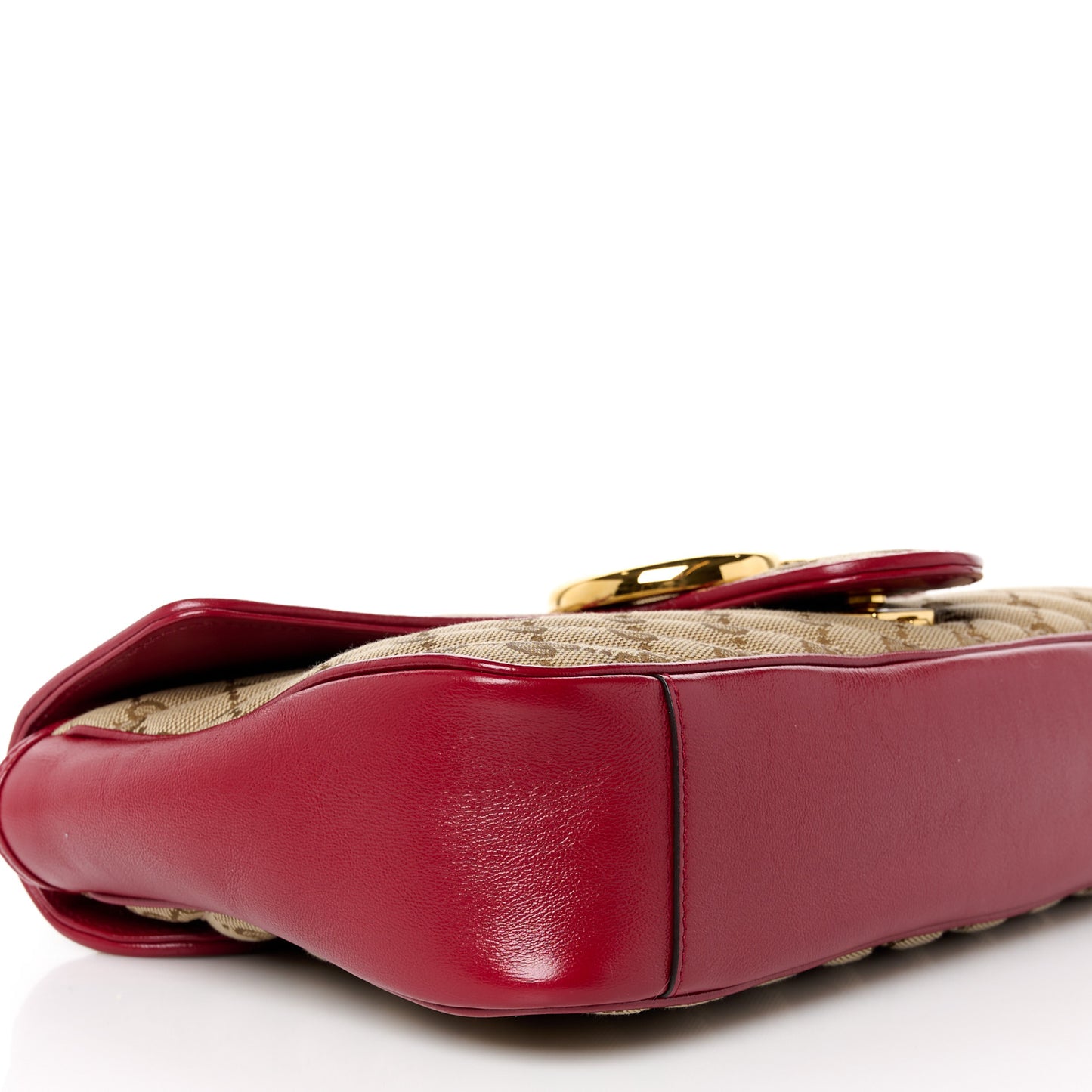 Monogram Azalea Calfskin Matelasse Diagonal Medium GG Marmont Shoulder Bag Beige Ebony New Cherry Red