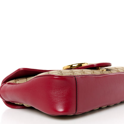 Gucci Monogram Azalea Calfskin Matelasse Diagonal Medium GG Marmont Shoulder Bag Beige Ebony New Cherry Red 10 of 11