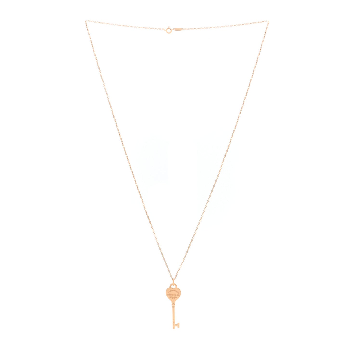 18K Rose Gold Return To Tiffany Heart Key Pendant Necklace