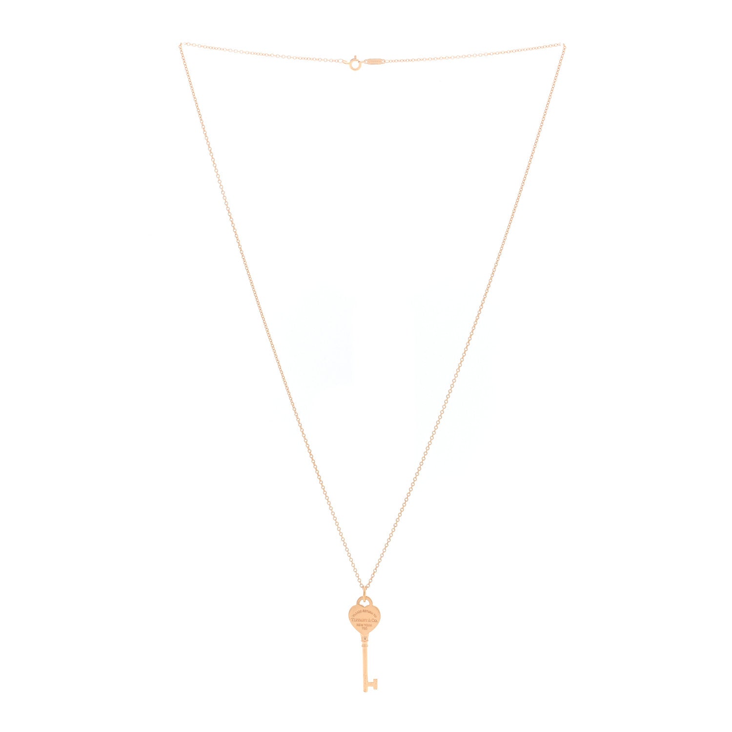 Tiffany 18K Rose Gold Return To Tiffany Heart Key Pendant Necklace 3 of 6