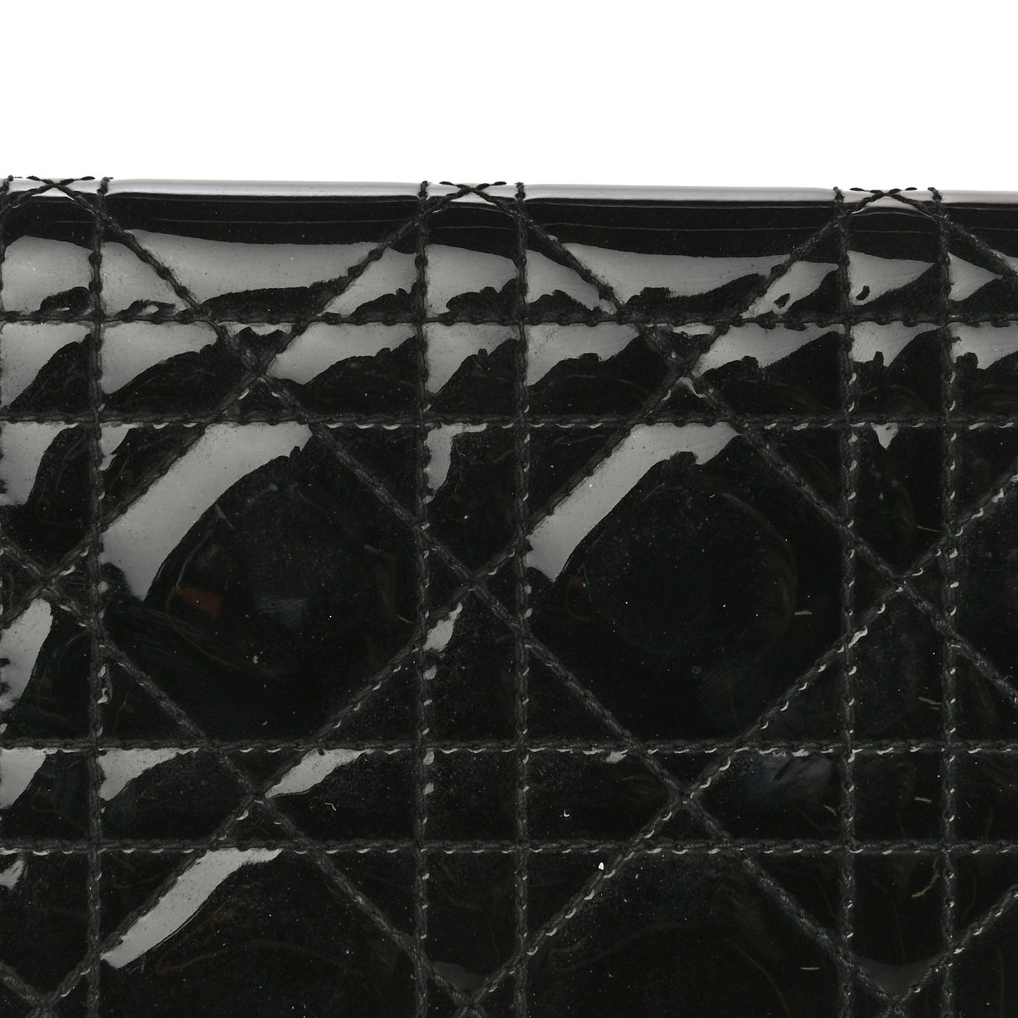 Patent Cannage Lady Dior Rendezvous Wallet On Chain Black