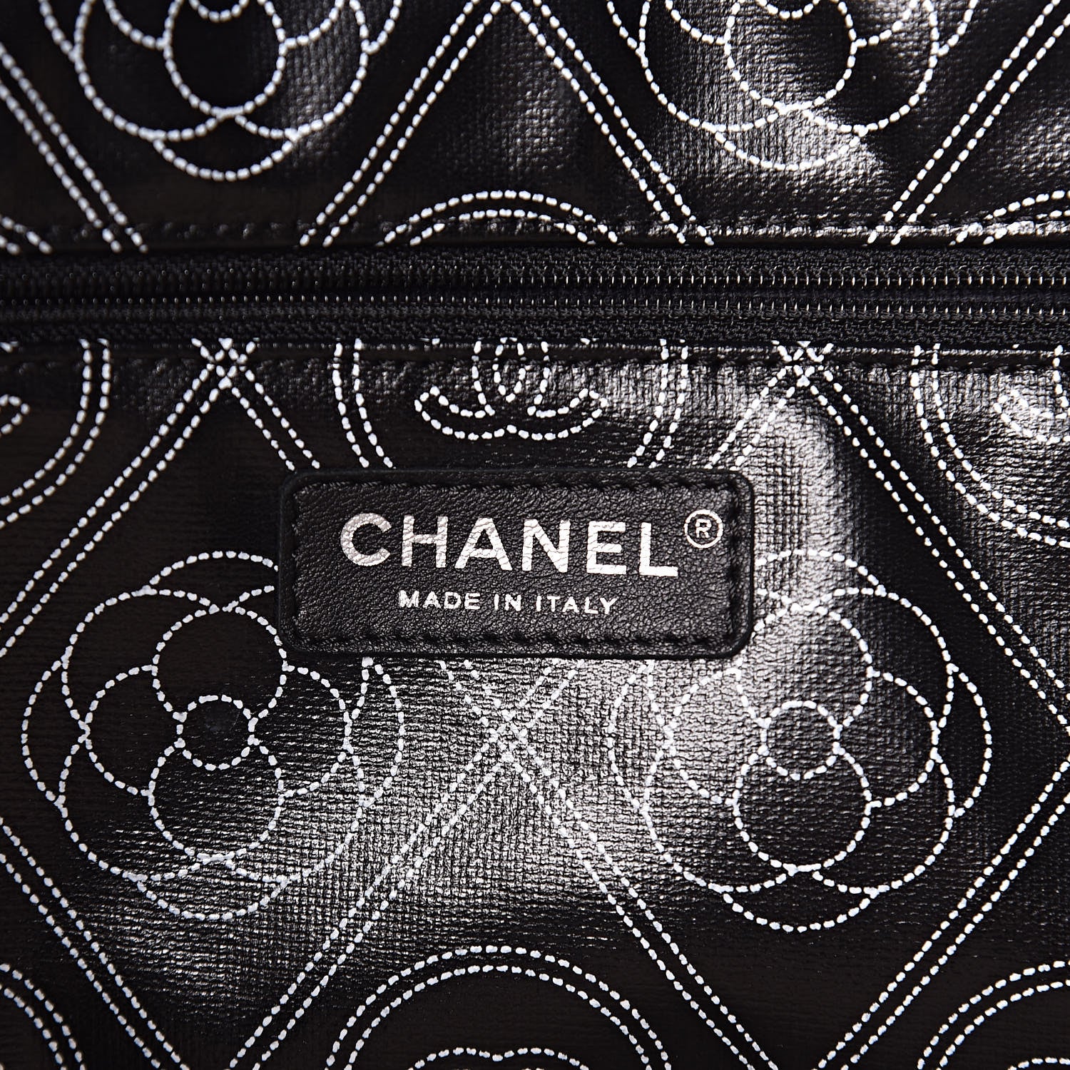 Chanel Coated Canvas Camellia Large Shopping Tote Black Beige 6 of 11
