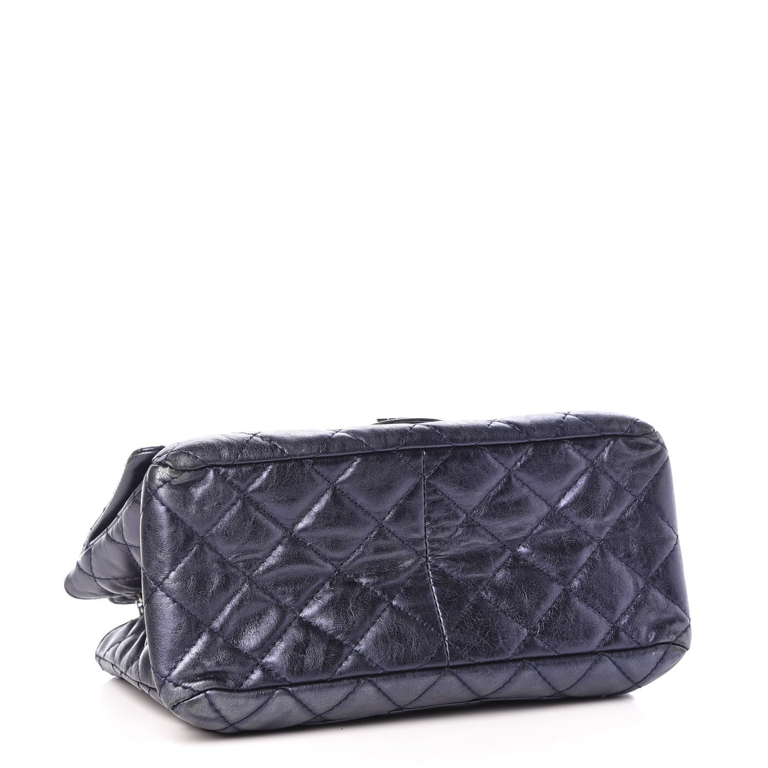 Chanel Metallic Aged Calfskin Quilted Reissue 2.55 Accordion Flap Blue 5 of 8