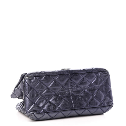 Chanel Metallic Aged Calfskin Quilted Reissue 2.55 Accordion Flap Blue 5 of 8