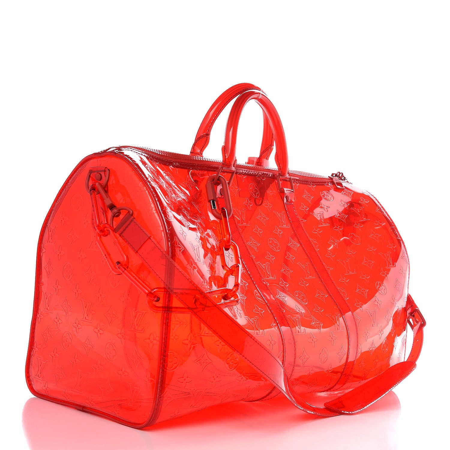 Louis Vuitton PVC Monogram Keepall Bandouliere 50 Grenadine Red 4 of 7