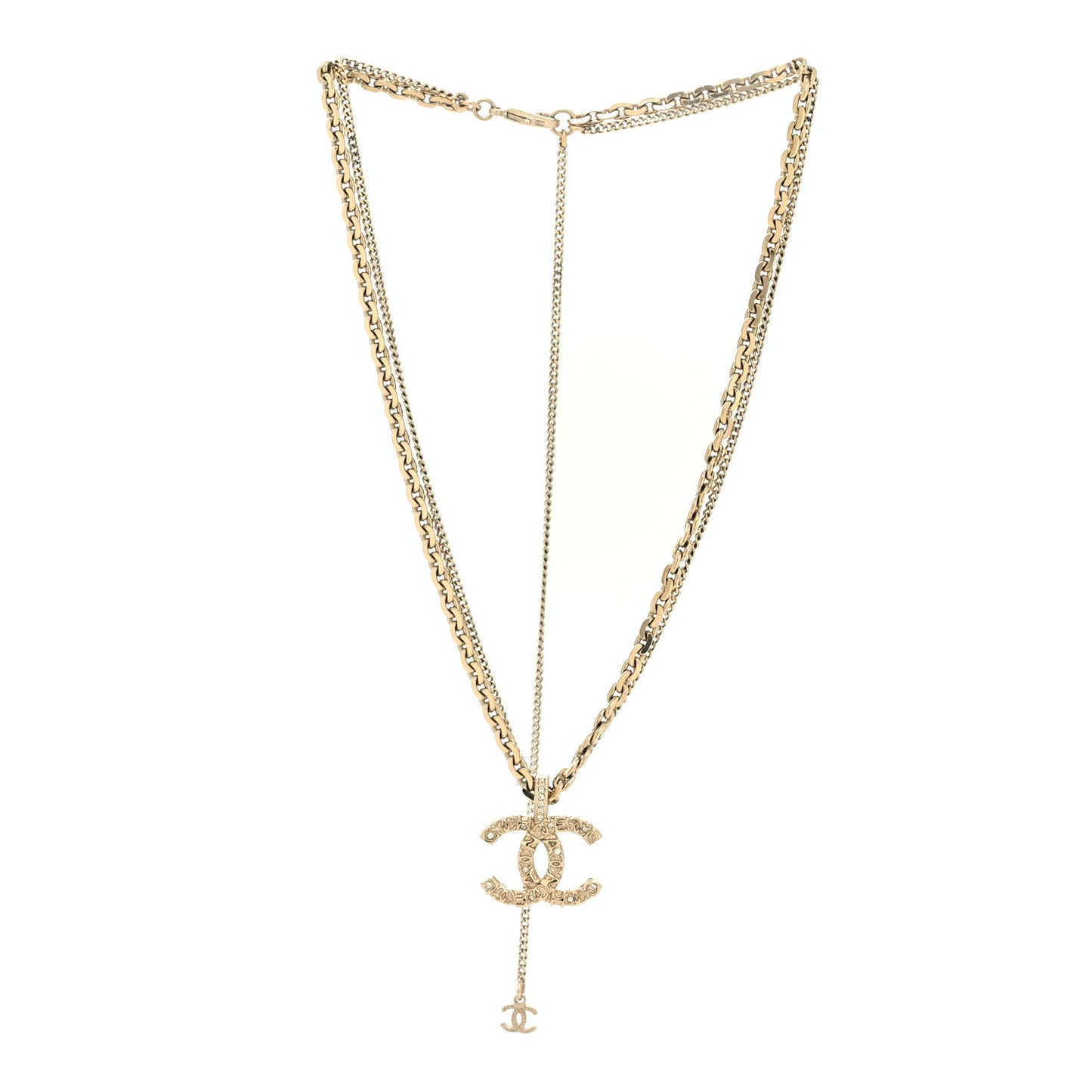 Crystal CC Multi Strand Chain Necklace Gold