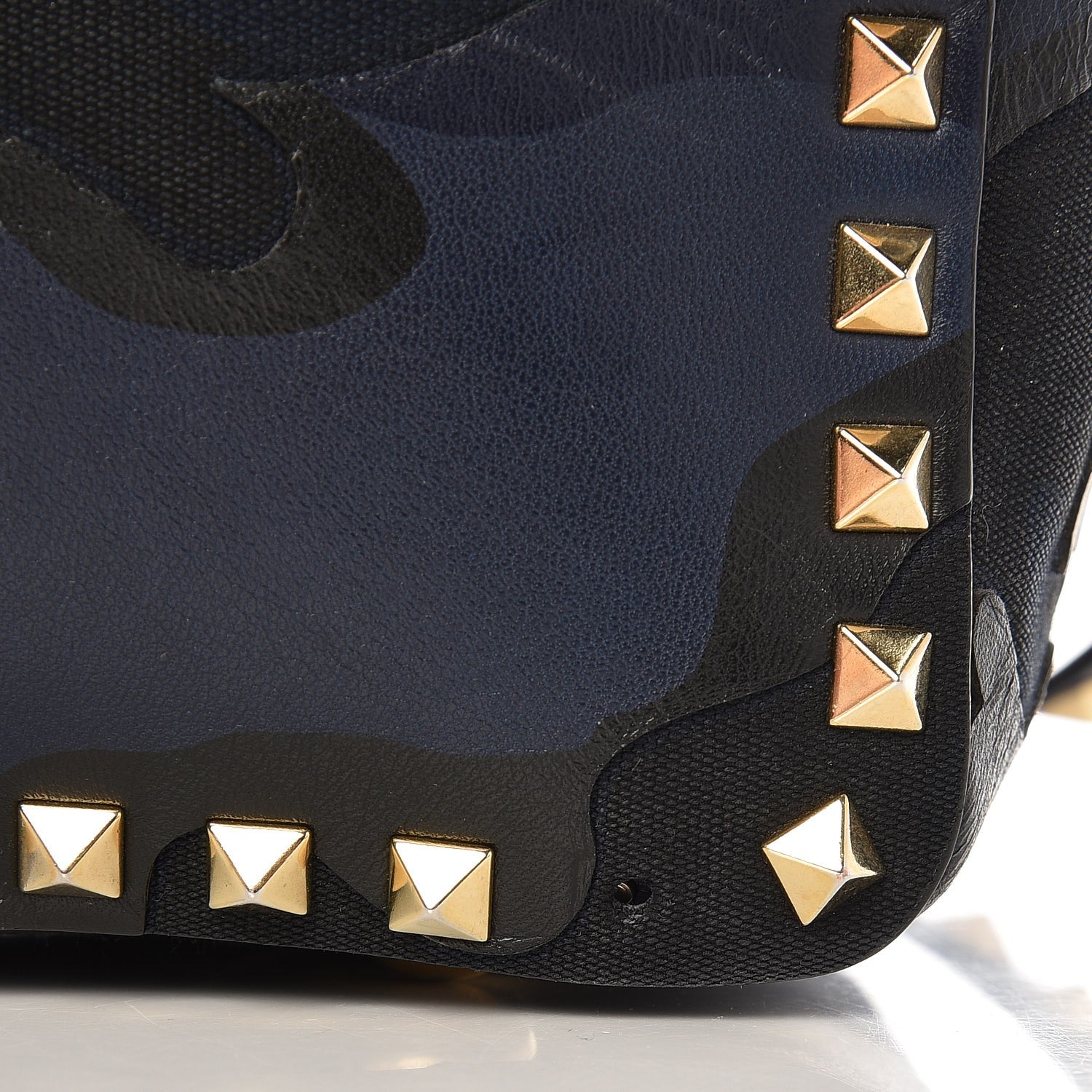 Valentino Garavani Nappa Canvas Camouflage Medium Rockstud Tote Marine 13 of 13
