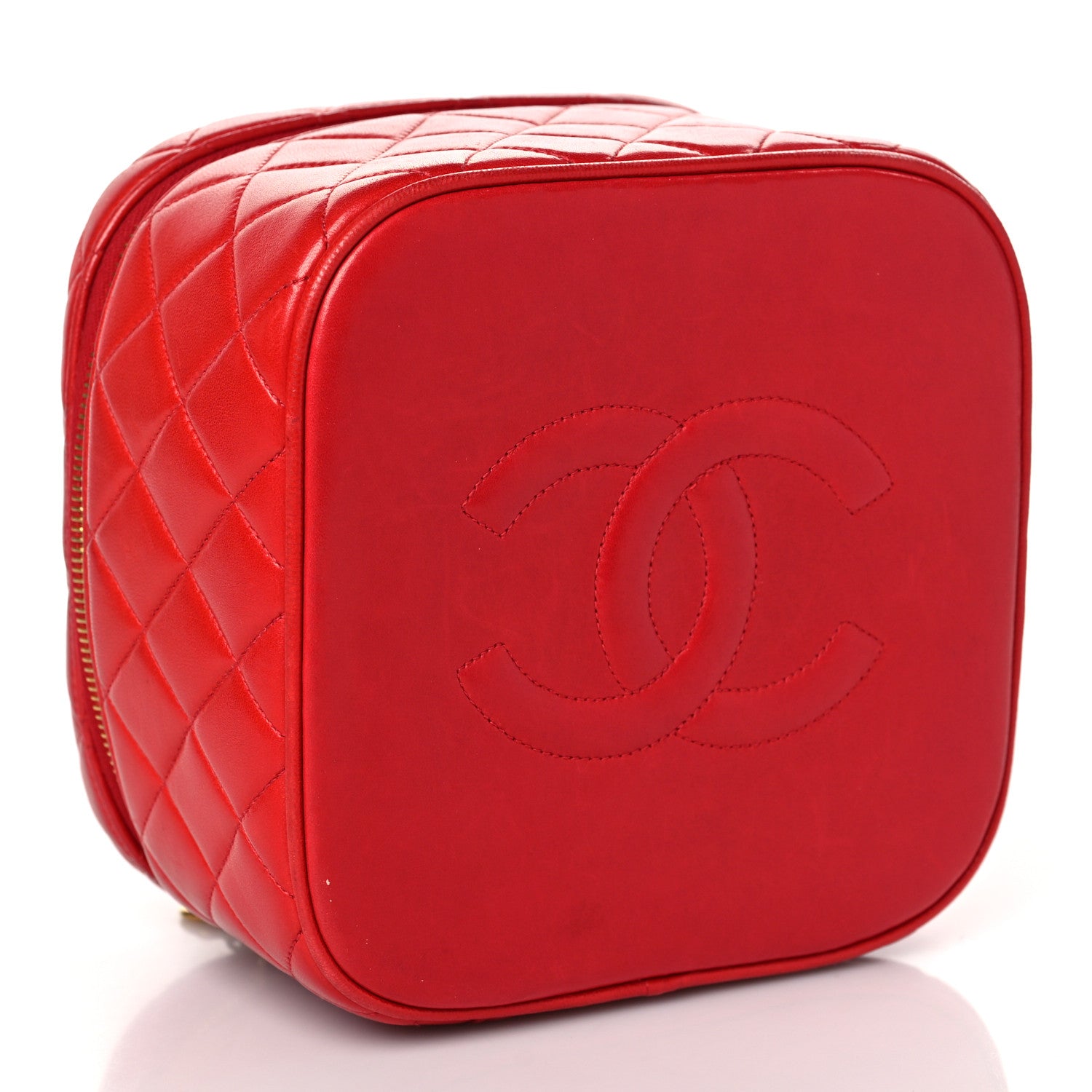Chanel Lambskin Quilted Vanity Case Red 4 of 11