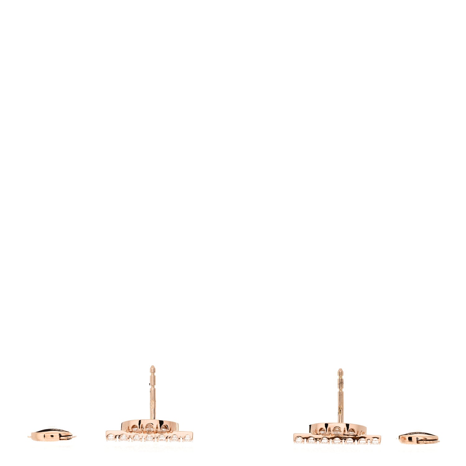 Hermes 18K Rose Gold Diamond Finesse Earrings 3 of 4
