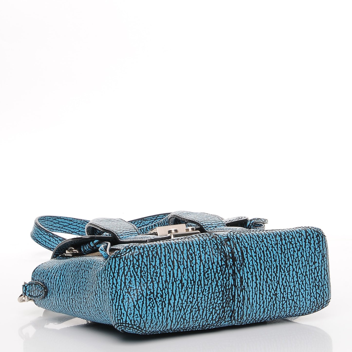 3.1 Textured Calfskin Mini Pashli Satchel Turquoise Black