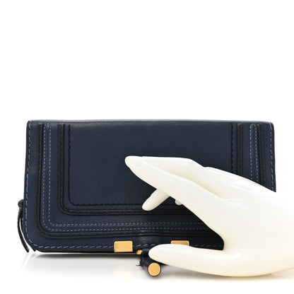 Chloe Grained Calfskin Marcie Long Zip Around Wallet Dark Blue 2 of 14