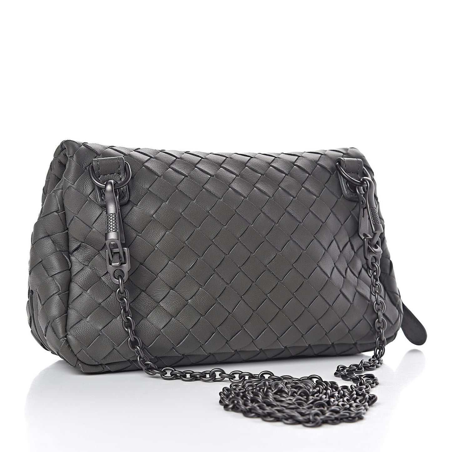 Nappa Intrecciato Small Chain Crossbody Light Grey
