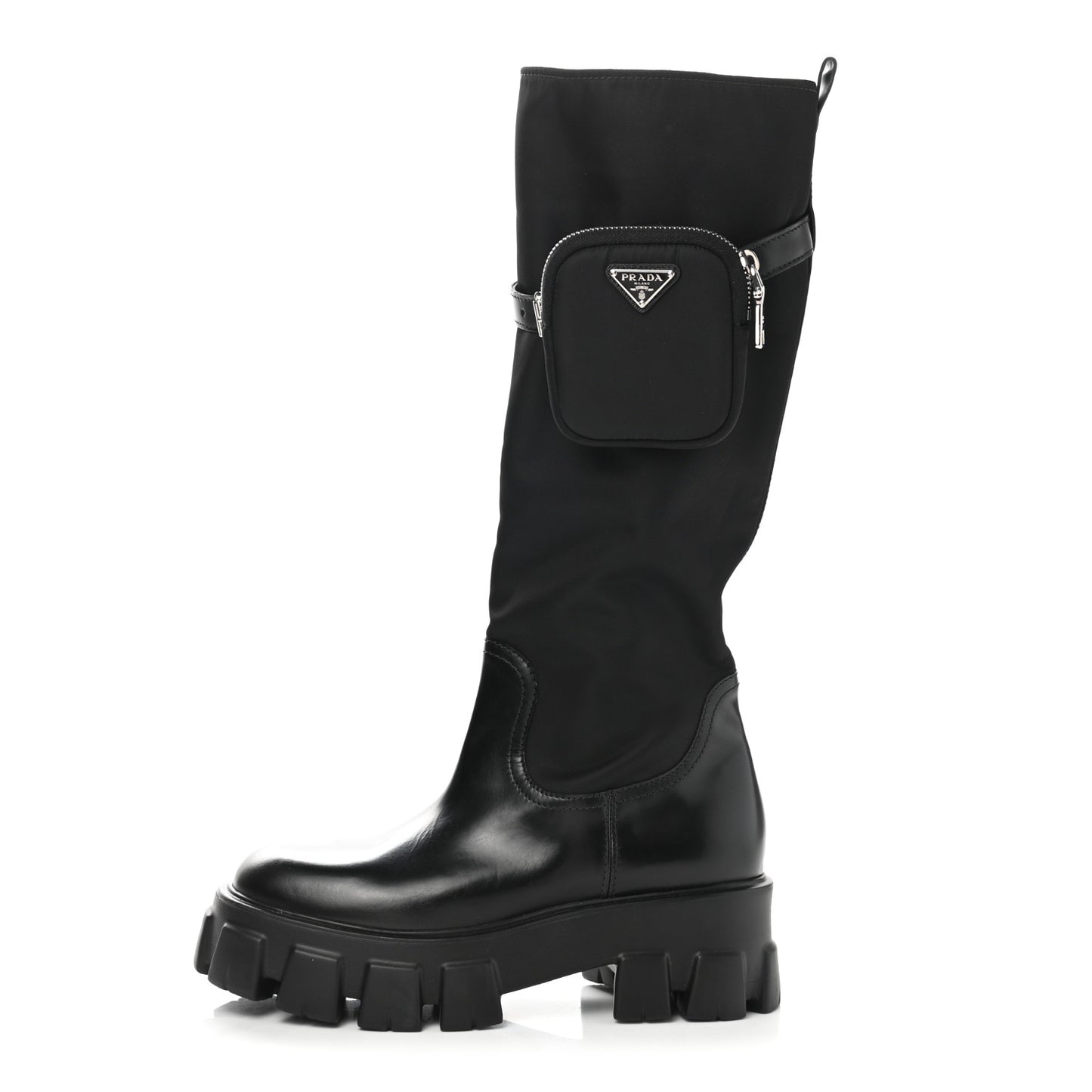 Spazzolato Rois Re-Nylon Metal Triangle Logo Monolith Pouch Pocket 55mm Tall Boots 39.5 Black