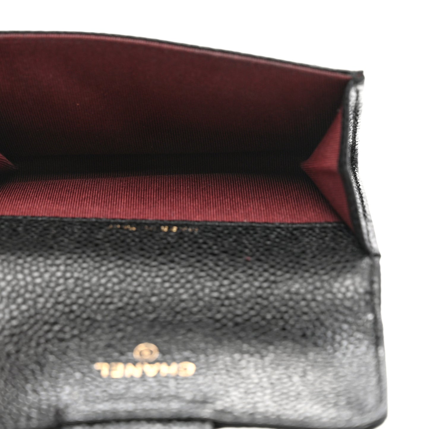 Caviar Quilted Flap Card Holder Wallet Black