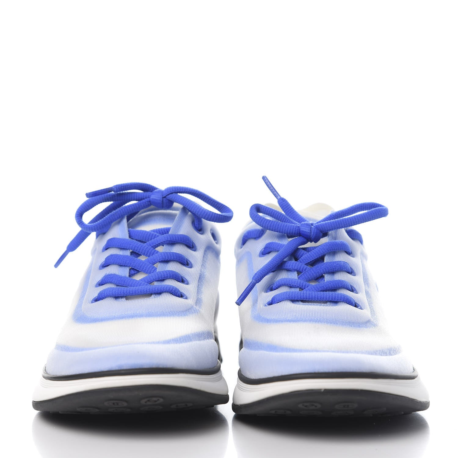 Chanel Calfskin Mesh Lycra Womens Logo Sneakers 41.5 White Blue 2 of 10