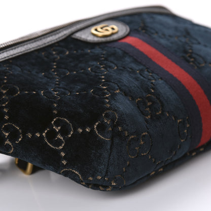 Gucci Velvet GG Monogram Web Belt Bag Blue Beige 6 of 10
