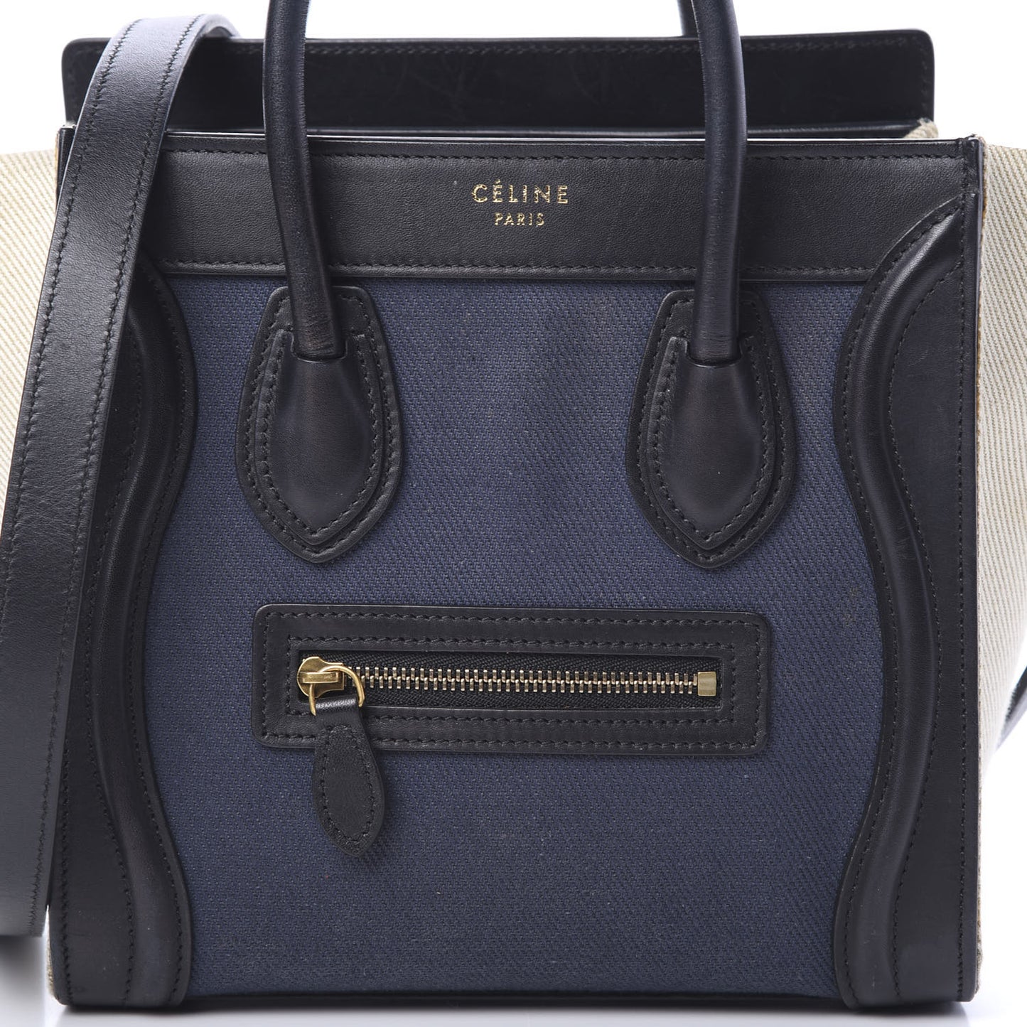 Natural Canvas Smooth Calfskin Nano Luggage Navy