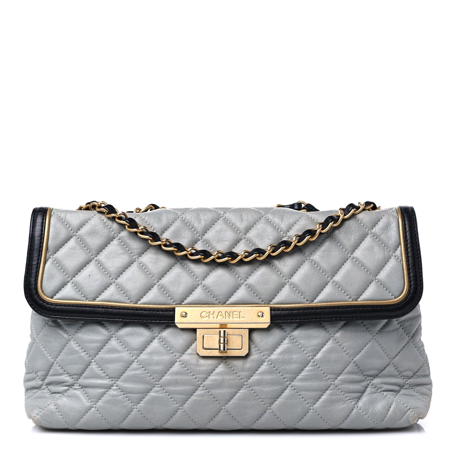 Chanel Lambskin Quilted Mademoiselle East West Flap Light Grey 1 of 15