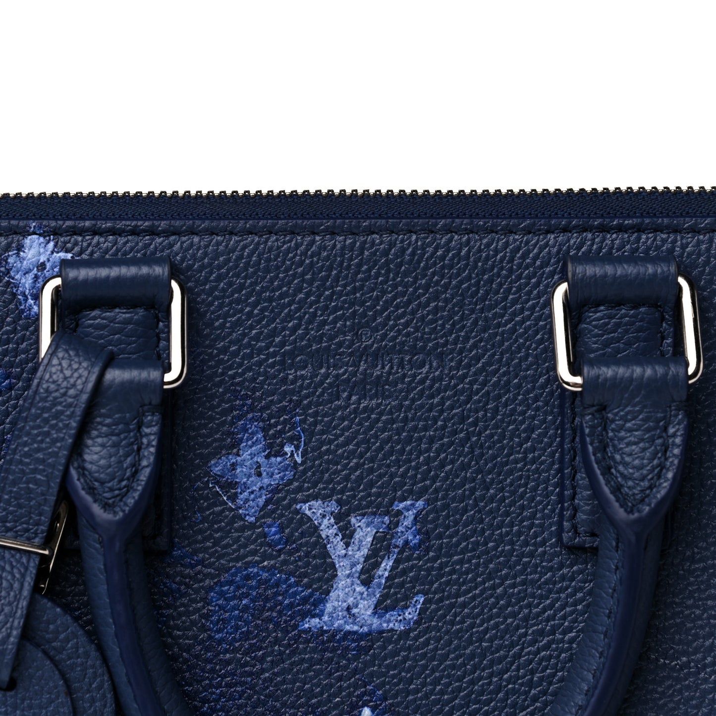 Monogram Ink Watercolor Sac Plat Zippé Blue